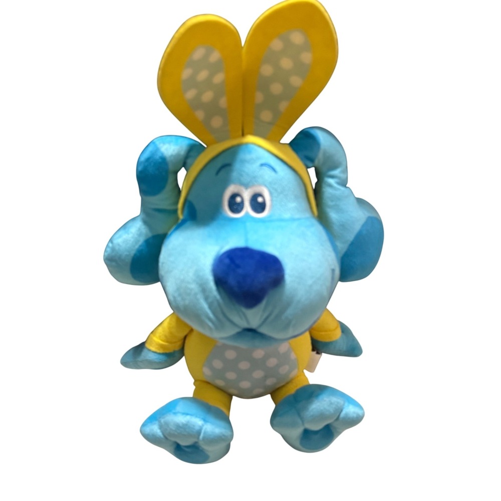 Nickelodeon Blues Clues Easter Bunny Plush Yellow Blue Stuffed Animal 11"